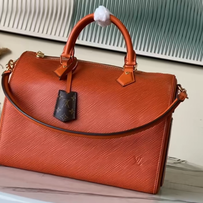 Louis Vuitton - Speedy Bandoulière 30 M25915 Caramel / M25671 Black Leather Replica Handbag